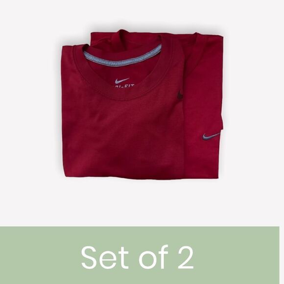 Nike ~ Set of 2 ~ Red Drifit Pullover Shirts ~ size Medium - Picture 1 of 16